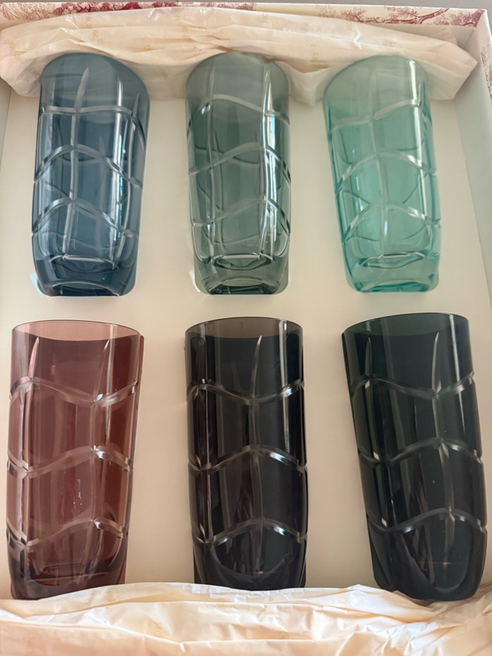 Dior Six-Piece Multicolor Cut Crystal Highball Glasses - Picture 2 of 4